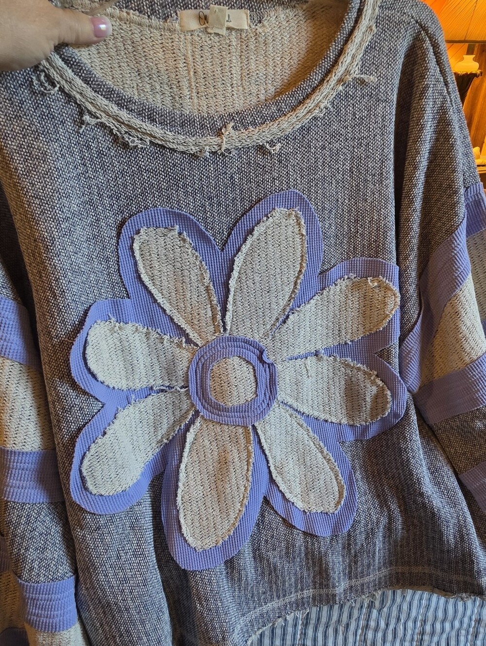 Oli & Hali Gray and Lavender Floral Sweater - Picture 9 of 11
